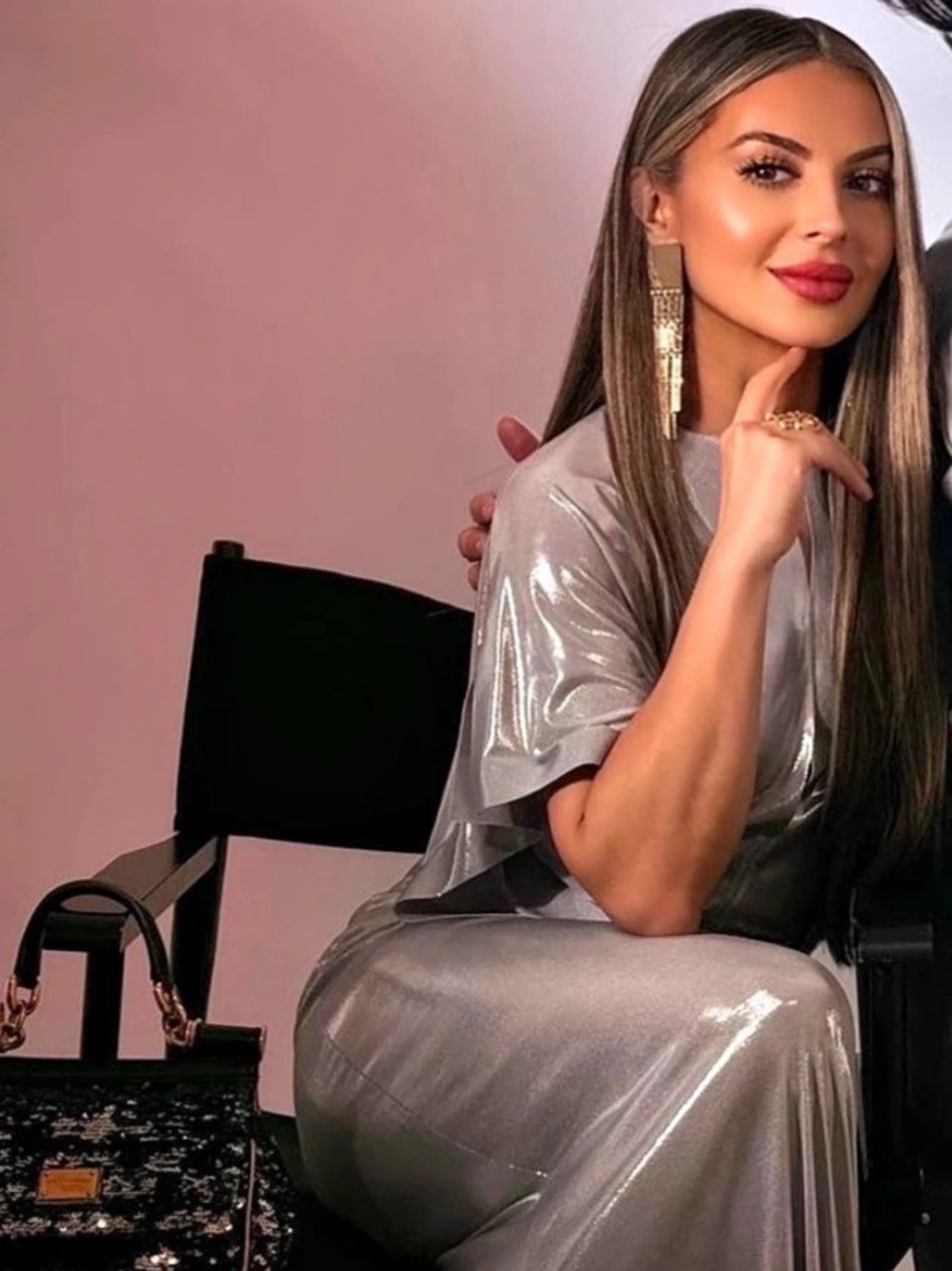 Norma KAMALI Silver Metallic Midi Dress Like New
